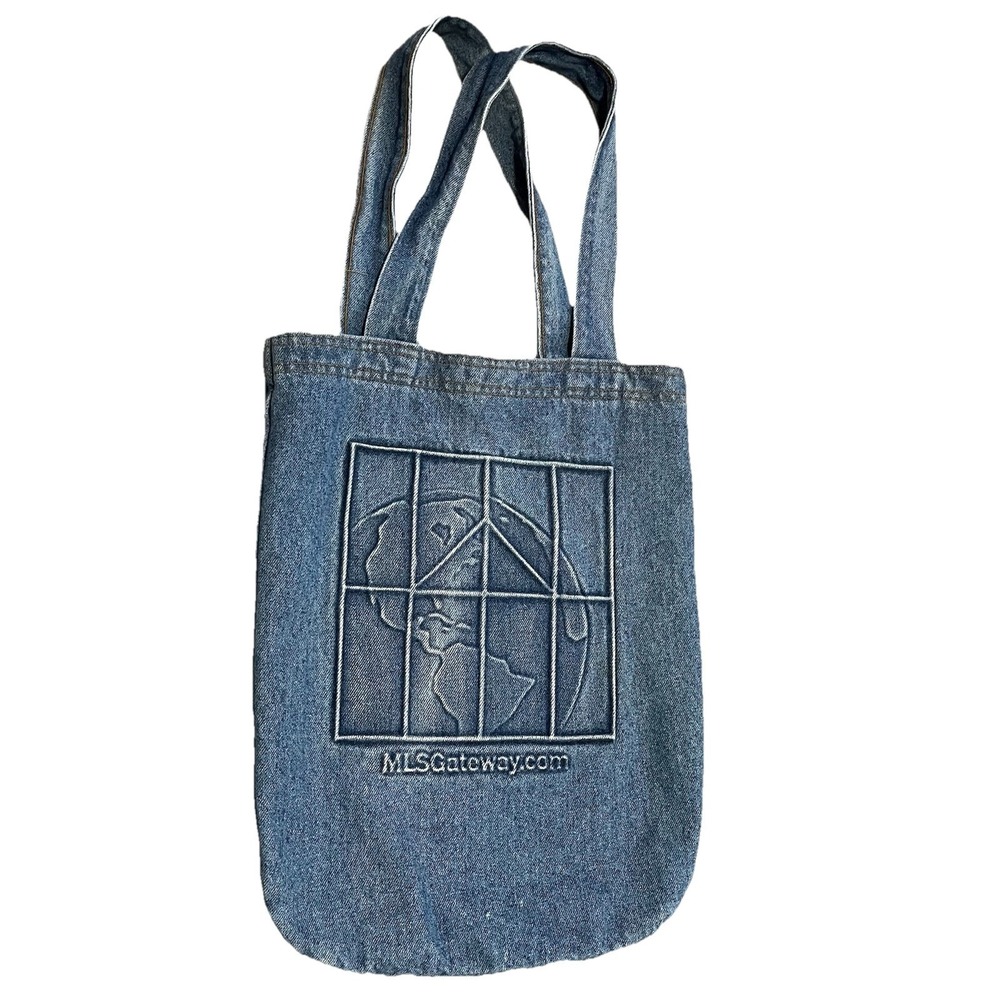 VTG Embossed Denim‎ Tote Bag Promotional Real Estate MLS Gateway Globe